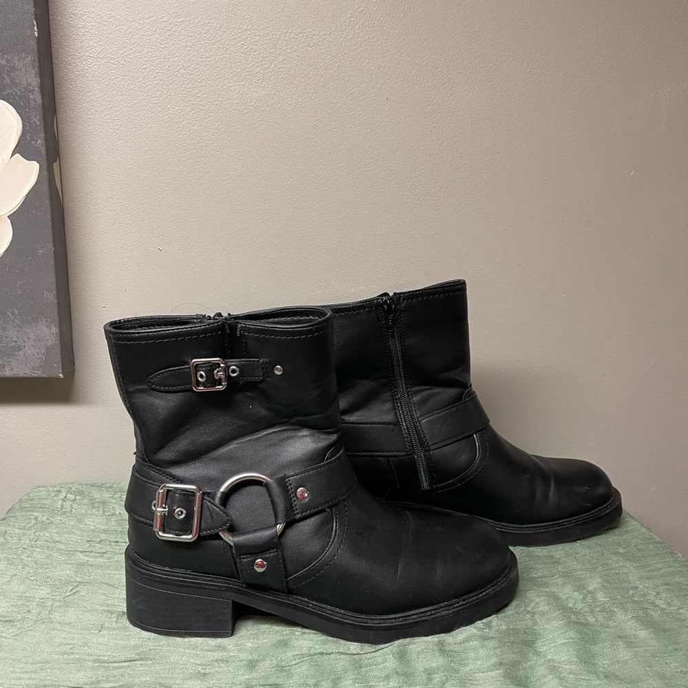 Black Ankle Boots with Buckle Detail